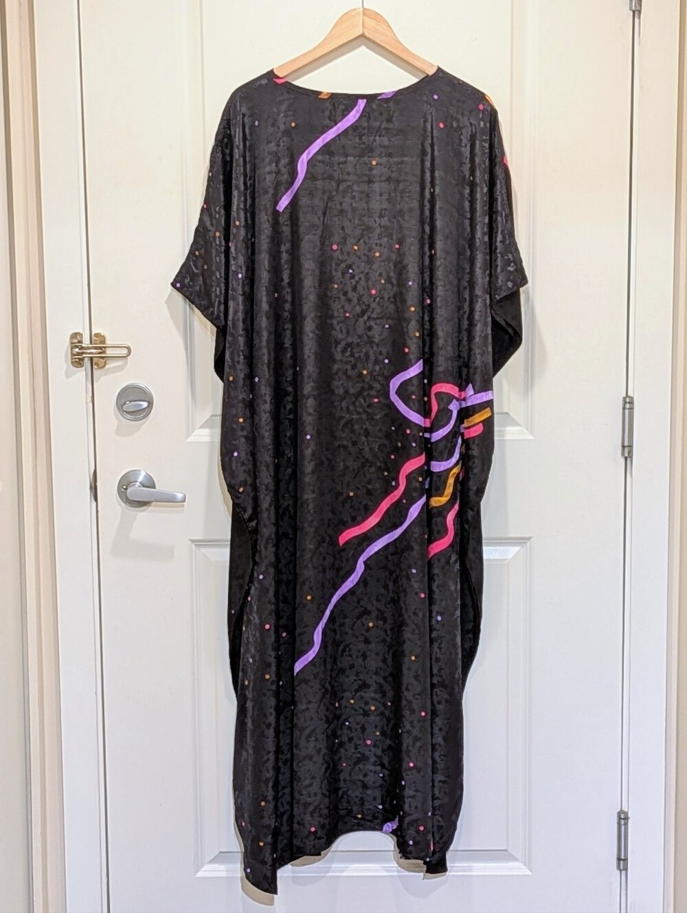 EUC La Chemise 2X/3X Vintage 80s Silky Black Kaftan Dress - Picture 5 of 6